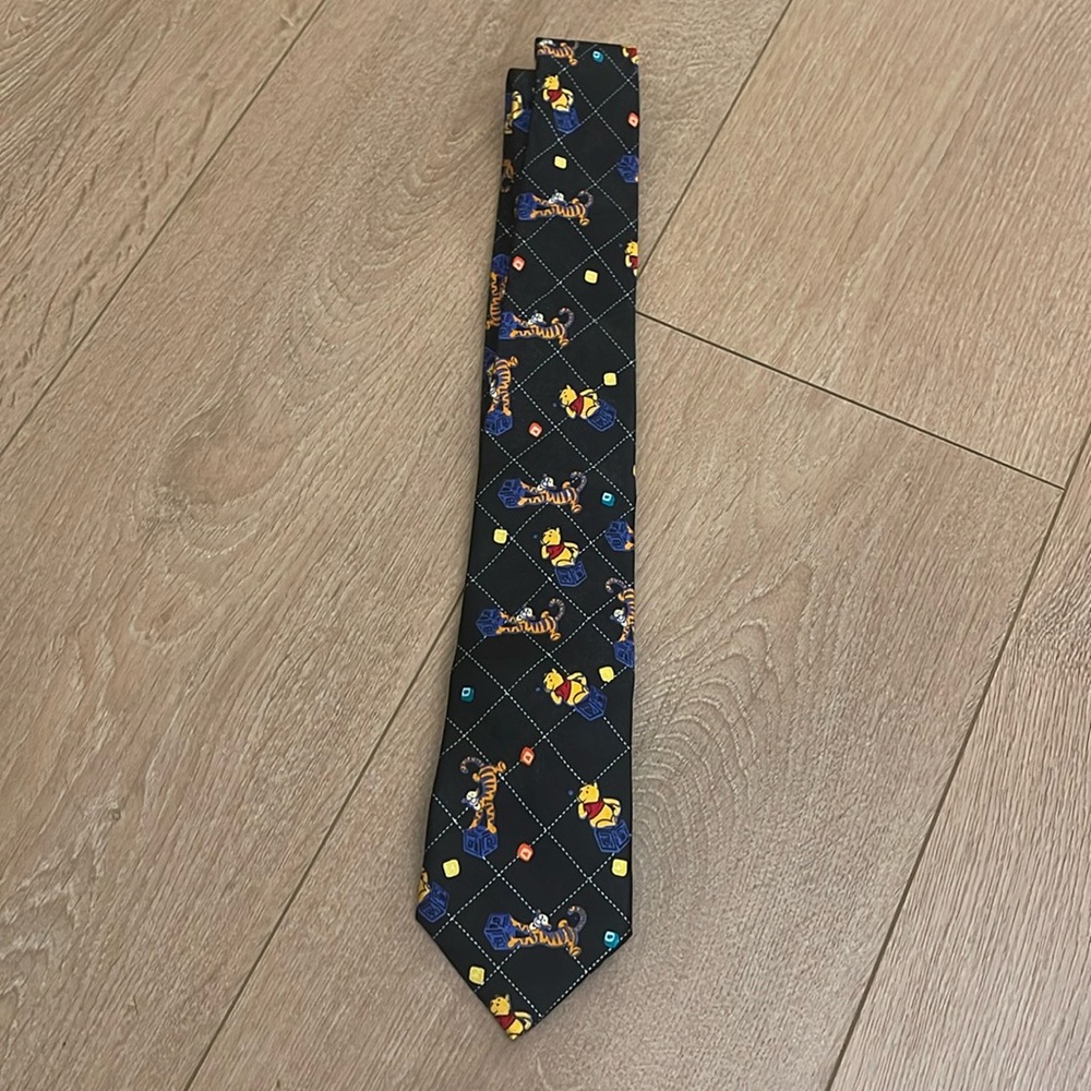 Disney Winnie The Pooh & Tigger Polyester Black Necktie Tie